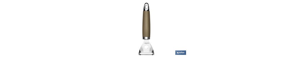 Pelador de Patatas Modelo Sena | Fabricado en Acero Inox con Mango ABS | Color Marrón | Medida 18 cm