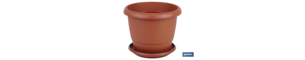 Maceta redonda con plato | Especial para platas y flores | Perfecta para colocar en exterior e interior