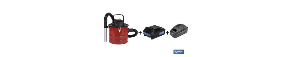 Pack Aspirador de Cenizas + Batería 1.5 Ah + Cargador