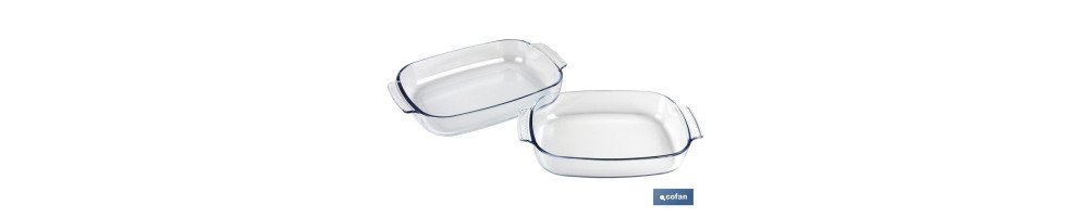 Set de 2 fuentes ovaladas Modelo Baritina | Fabricadas en vidrio borosilicato I Capacidad 2700 ml - 3800 ml