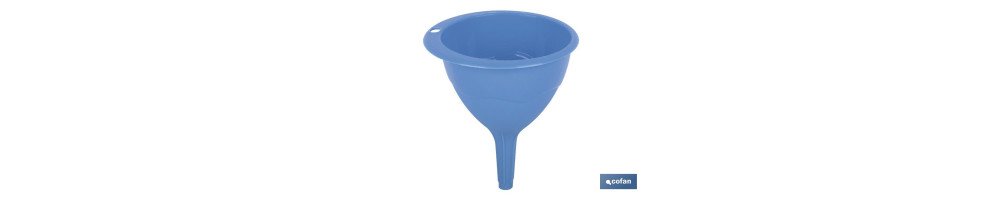 Embudo de polipropileno Udai | Disponible en color azul con certificado alimentario | Diferentes medidas