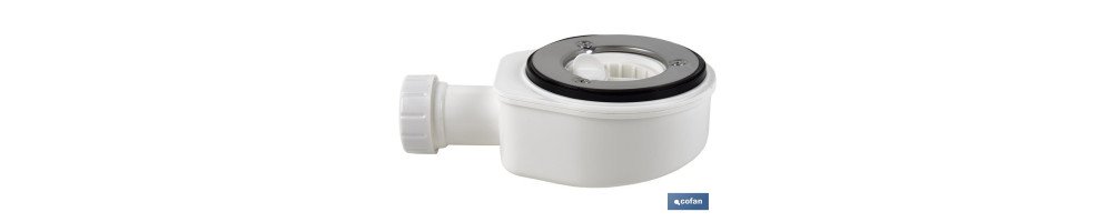 Válvula Sifónica Extraplana para Plato de Ducha |Salida de Ø40 mm | Junta cónica reductora de Ø32 mm | Sin Embellecedor