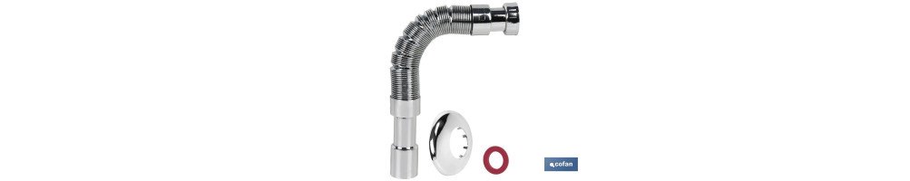 Tubo Flexible Metalizado | Longitud: 300-720 mm| Para Lavabo y Bidé | Medidas: 1 1/2 Ø32-40 mm o 2 2/2 Ø40-50 mm