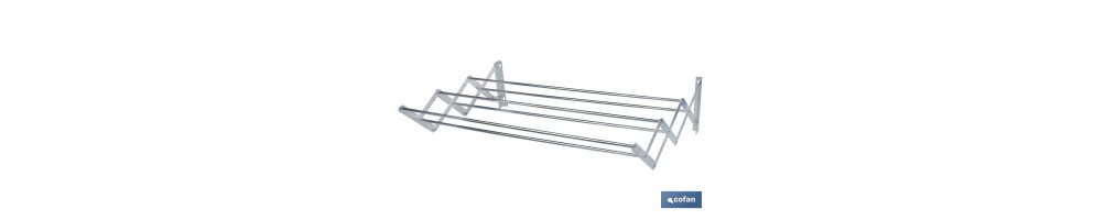 Tendedero Extensible para Pared | Fabricado en Aluminio | Plegable con 6 Barras de Secado | Medida: 80 x 45,5 cm