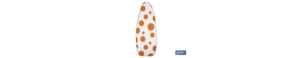 Funda para Tabla de Planchar Acolchada de Algodón | Medidas: 140 x 60 cm | Estampado Blanco con Lunares