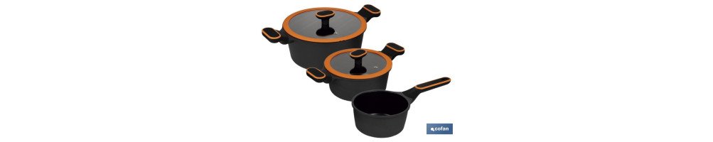 Batería de Cocina Full Induction | 3 Piezas | Aluminio Fundido
