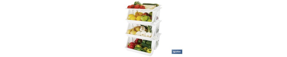 Verdulero con 3 Cestas | En Color Blanco | Medida: 62 x 39 x 32 cm