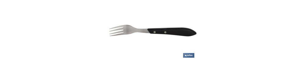Pack de 3 tenedores chuleteros o de mesa | Con 4 púas | En negro