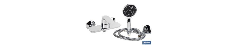 Set de Ducha que incluye: Grifo Monomando para ducha, Soporte, Flexo y Mango | Mango de ducha con 5 funciones