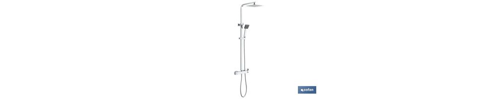 Columna de Ducha con Grifo Monomando | Diseño de Cabezal Cuadrado | Regulable en Altura