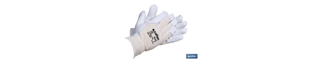 Guantes de piel de vacuno y dorso de punto | Duraderos y resistentes | Transpirables | Protección y seguridad