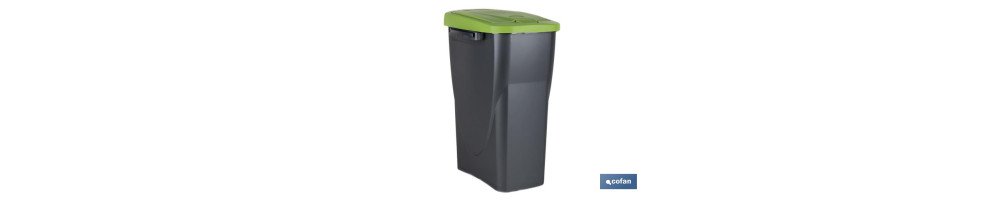 Cubo de basura verde para reciclar materiales de vidrio | Tres medidas y capacidades diferentes