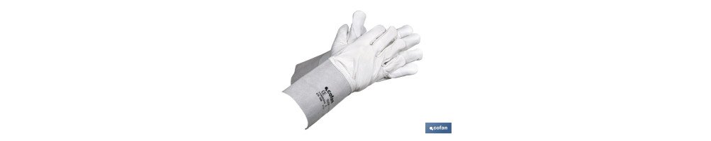 Guantes de vacuno con manguitos de 13 cm | Piel de serraje | Comodidad y protección | Ideales para agricultura y recolección