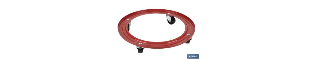 Soporte metálico con 4 ruedas para Bombona de Butano | Resistente hasta 50 kg | Porta bombonas en color rojo