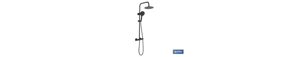 Columna de Ducha Extensible con Grifo Termostático | Grifería con acabado Negro Mate