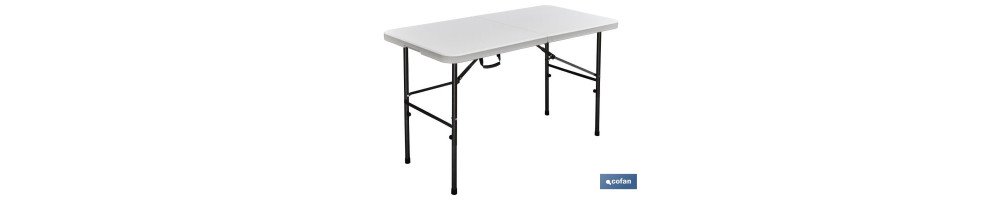 Mesa Plegable Rectangular | Color: Blanco | Medidas desplegada: 122 x 60 x 74 cm