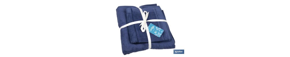 Juego de 3 toallas en color azul marino con 580 g/m2 | Gama Marín | Set de toallas 100 % de algodón
