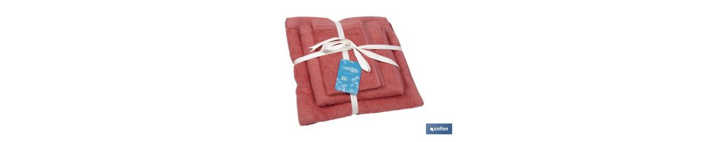 Juego de 3 toallas de color coral con 580 g/m2 | Gama Jamaica | Set de toallas 100 % de algodón