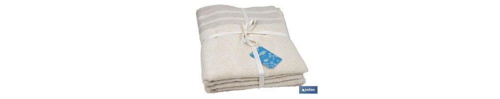 Juego de 2 toallas de color nature con 600 g/m2 | Gama Inspiración | Set de toallas 95 % de algodón y 5 % de lino