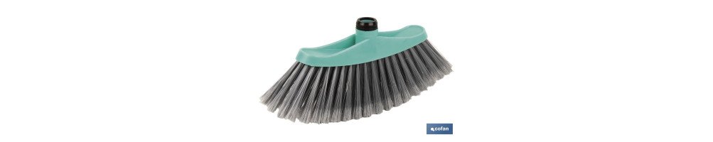 Cepillo de barrer | Taco de polipropileno | Fibras de PVC | Color: turquesa y gris | Medidas: 34 x 8 x 15 cm