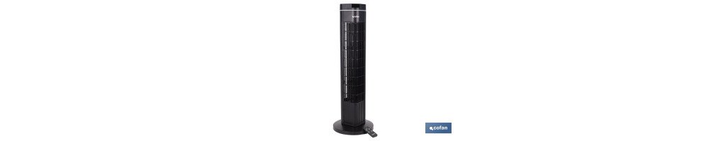 Ventilador silencioso de torre con control remoto | Color Negro | Incluye mando a distancia y temporizador (8 horas)
