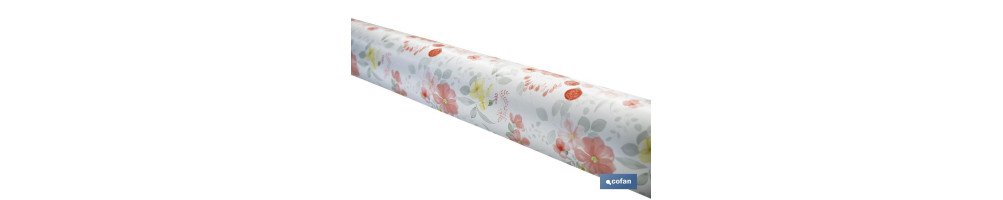 Hule con diseño moderno de flores | Materiales: PVC y polipropileno | Fácil de limpiar | Disponible en diferentes medidas