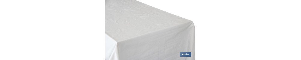 Protector de mesa | Medida 1,40 x 50 m | Material PVC | Color blanco | Modelo Pureza