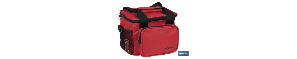 Nevera portátil porta alimentos | Bolsa isotérmica | Correa ajustable | Color: rojo | Medidas: 23 x 17 x 18 cm