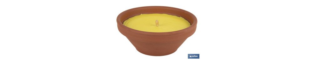 Velas aromáticas de citronela en recipiente de terracota | Duración: 20 horas