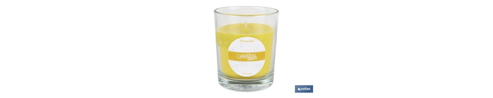 Velas aromáticas de citronela en vaso | Color: Amarillo | 28 horas de duración