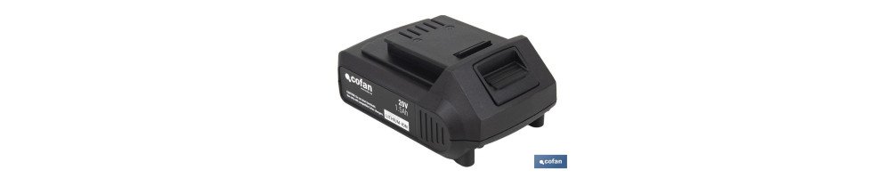 Batería de litio Li-ion de 20 V y 1.5 Ah | Adecuada para herramientas eléctricas Cofan | Protección electrónica integral