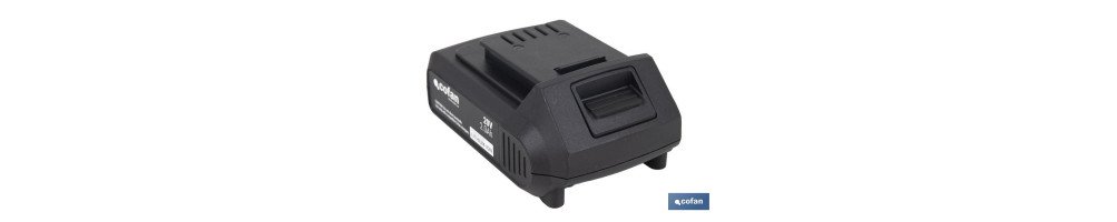 Batería de litio Li-ion de 20V y 2.0 Ah | Adecuada para herramientas eléctricas Cofan | Protección electrónica integral