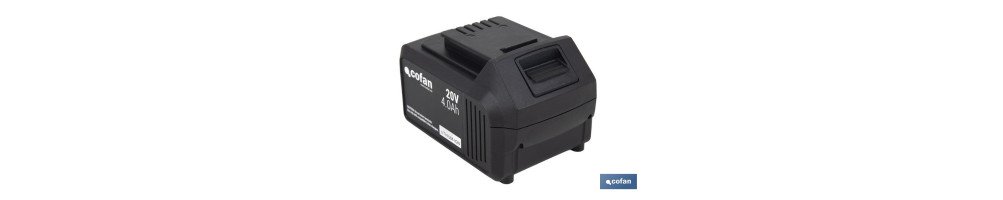 Batería de litio Li-ion de 20 V y 4.0 Ah | Adecuada para herramientas eléctricas Cofan | Protección electrónica integral