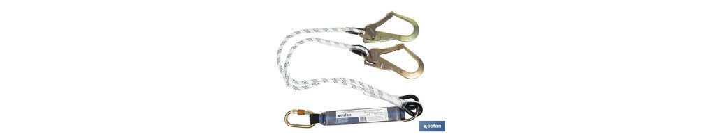 Cuerda trenzada bifurcada con absorbedor de energía | Conectores de acero incluidos | Conforme a EN 355:2002