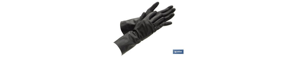 Guantes de neopreno negros | Ideales para el contacto con ácidos y detergentes | Perfectos para metalurgia y mecánica