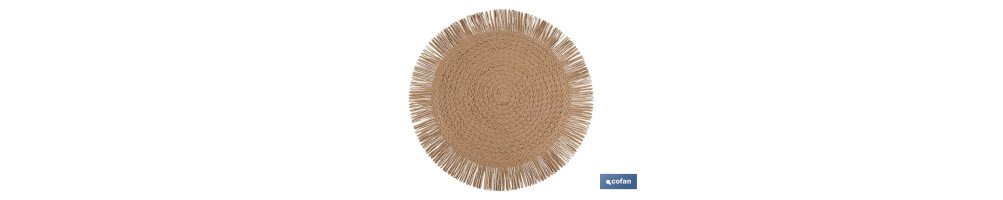 Bajoplatos redondos con flecos decorativos | Disponibles en diferentes colores | Packs de 6 salvamanteles individuales | Diámet