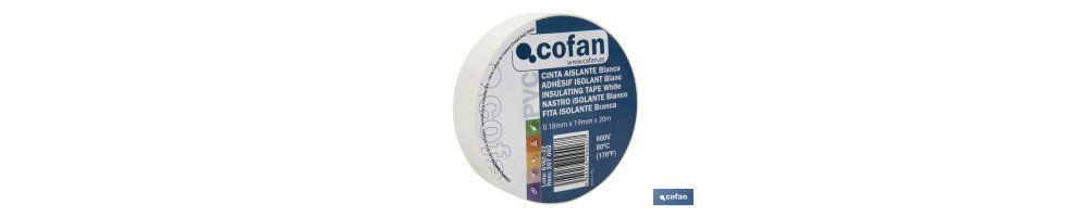 Cinta aislante 180 micras | Color: blanco | Resistente al voltaje, al calor y a diferentes ácidos y alcalinos
