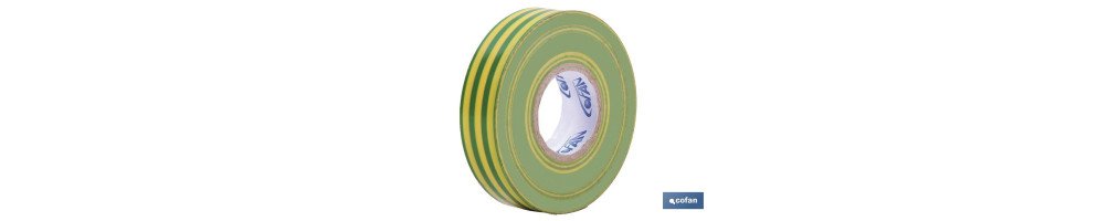 Cinta Aislante 180 Micras | Color amarillo/verde | Resistente al voltaje, al calor y a diferentes ácidos y alcalinos