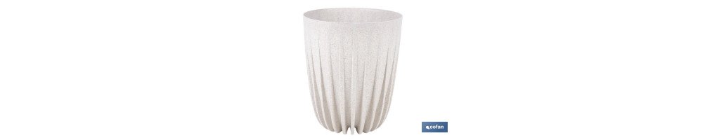 Maceteros decorativos ecológicos | Diseño con rayas en relieve | Tapón de drenaje incorporado | Disponibles en dos colores con